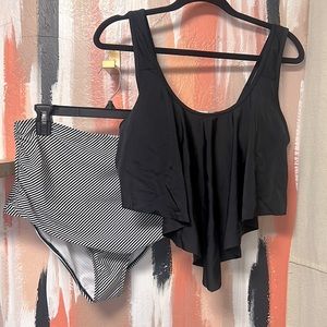 Striped two piece swimsuit